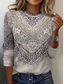 cheap Boho tee-Women&#039;s T Shirt Floral Tribal Fashion Modern Long Sleeve Crew Neck Regular Tops Daily Print Orange Brown Gray Summer