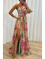 cheap Elegant Floral Dresses-Women&#039;s Long Dress Maxi Dress Prom Dress Party Dress Print Dress Elegant Fashion Party Special Occasion Regular Fit Flower Long Sleeve One Shoulder Yellow Purple Green Summer