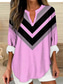 cheap Stripe&amp;Geometric Tops-Women&#039;s Shirt Graphic Geometric Vintage Tropical Hawaiian Long Sleeve V Neck Regular Tops Daily Holiday Beach Wear Print White Pink Blue Purple Green Summer Spring