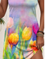 cheap Floral Dress-Women&#039;s Mini Dress Summer Dress Vacation Casual Daily Loose Fit Floral Graphic Sleeveless U Neck Purple Summer