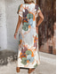 levne Květinové šaty-Dámské maxi šaty sundress A-line šaty dovolená casual dovolená každodenní nošení pravidelný střih květinová grafika krátký rukáv v-krk béžová léto