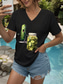 cheap Humor&amp;Quotes tee-Women&#039;s Blouse Graphic Cartoon Casual Short Sleeve V Neck Regular Tops Daily Going out Beach Wear Print Black White Summer