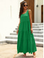 abordables Robe Simple-Femmes Robe Longue Maxi Robe Robe Décontractée Mode Classique Vacances Quotidien Fête Coupe Ample Uni Couleur Unie Sans manches Col ras du cou Rouge Vert Été