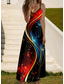 preiswerte Kunst &amp; Design Kleider-Damen Maxi Kleid Sommerkleid A-Linie Kleid Slip Kleid Urlaub Lässig Urlaub Alltag Strand Reguläre Passform Ombre Grafik Geometrisch Ärmellos V-Ausschnitt Rot Sommer Frühling