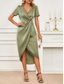 cheap Cocktail Dress-Women&#039;s Midi Dress Party Dress Cocktail Dress Satin Dress Elegant Fashion Romantic Wedding Party Wedding Guest Regular Fit Plain Short Sleeve V Neck Black Champagne Wine Green Summer