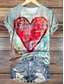cheap Art&amp;Design tee-Women&#039;s T Shirt Heart Graphic Stylish Casual Short Sleeve Round Neck Regular Tops Daily Weekend Print Red Summer Spring GOD