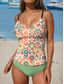 abordables Tankinis-Maillot de bain femme tankini 2 pièces boho shorty dos nu vêtements de vacances à la plage floral graphique décolleté en U sans manches