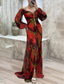 cheap Elegant Floral Dresses-Women&#039;s Long Dress Maxi Dress Party Dress Ruched Dress Fashion Party Evening Party Regular Fit Flower Long Sleeve V Neck Yellow Wine Blue Green Summer
