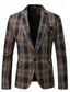 cheap Men&#039;s Blazers-Men&#039;s Blazer Business Cocktail Party Wedding Party Fashion Casual Spring Autumn / Fall Polyester Plaid Buttons Pocket Comfortable Single Breasted Blazer Coffee
