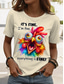 cheap Humor&amp;Quotes tee-Women&#039;s T Shirt Graphic Animal Letter Stylish Casual Short Sleeve Crew Neck Regular Tops Daily Weekend Print Pink Blue off-white Summer Spring