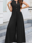 cheap Vacation Jumpsuit-Women&#039;s Normal Jumpsuit Streetwear Solid Color Sleeveless V Neck Buttons Street Going out Regular Fit Black White Light Green Summer