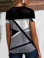 ieftine Tricou cu dungi și geometric-Pentru femei Tricou Geometric Dungi Casual Manșon scurt În V Topuri obișnuite Zilnic Ieșire Sfârșit de săptămână Imprimeu Negru Vară
