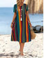 preiswerte Streifen- und geometrisches Kleid-Damen Mini Kleid T-Shirt Kleid Tee Kleid Sommerkleid Freizeit Täglich Regulärer Fit Grafisch Gestreift Kurzarm Rundhalsausschnitt Orange Sommer Frühling