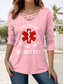 voordelige Humor &amp; Citaten thee-Dames T-shirt Grafisch Brief Casual Lange mouw V-hals Normale tops Dagelijks Uitknippen Afdrukken Zwart Blozend Roze Groen Lente Herfst