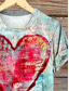 cheap Art&amp;Design tee-Women&#039;s T Shirt Heart Graphic Stylish Casual Short Sleeve Round Neck Regular Tops Daily Weekend Print Red Summer Spring GOD