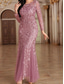 cheap Under $129.99-Dress Mother of the Bride Dress Elegant Party Crew Neck Floor Length Polyester Long Sleeve with Embroidery