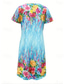 levne Květinové šaty-Ženské mini šaty tričkové šaty tee šaty sundress neformální dovolená každodenní vycházení běžný střih květinové krátký rukáv V výstřih modrá léto