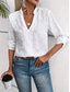 cheap Women&#039;s Plain Tops-Women&#039;s Shirt Solid Color Elegant Stylish Casual Long Sleeve V Neck Regular Tops Daily Embroidered White Summer Spring