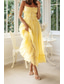 cheap White Casual Dresses-Women&#039;s Midi Dress White Dress Slip Dress Fashion Graduation Date Going out Regular Fit Plain Sleeveless Spaghetti Strap White Yellow Summer