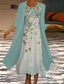 cheap Floral Dress-Women&#039;s Graduation Dress Maxi Dress Dress Set Summer Dress Vacation Casual Ombre Floral Print 3/4 Length Sleeve Crew Neck Wedding Guest Birthday Blue Sky Blue Light Purple Summer Spring Regular Fit