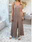 cheap Vacation Jumpsuit-Women&#039;s Normal Jumpsuit Streetwear Solid Color Sleeveless U Neck Buttons Street Daily Regular Fit Black Brown Green Summer