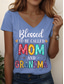 cheap Mother&#039;s Day-Mother&#039;s Day Women&#039;s T Shirt Graphic Letter Casual Short Sleeve V Neck Regular Tops Daily Weekend Print Black Yellow Pink Blue Purple Summer Spring MOM