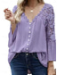 voordelige Kant Tops-Dames Blouse Effen Kleur Stijlvol Casual Lange mouw V-hals Normale tops Dagelijks Knop Zwart Wit Rood Paars Groen Zomer Lente
