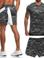 tanie Zestawy koszulek męskich Basic-Męskie Dres Zestaw strojów Krótkie spodnie Półgolf Na zewnątrz Codzienny Sport Kieszeń Ściągana na sznurek 2-częściowa Moro Biały Ciemnoszary Zieleń wojskowa Poliester Odzież sportowa Klasyczny