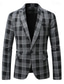 billige Herre Klassiske Blazere-Herre Eksamen Blazer Virksomhet Cocktailfest Bryllupsfest Mote Fritid Vår Høst Polyester Ruter Lomme Knapper Bekvem Enkeltkneppet Blazer Grå