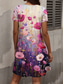 abordables Robe Fleurie-Robe Mini Femme Robe Décontractée Robe Formelle Vacances Quotidienne Régulière Imprimé Floral Manches Courtes Col Découpé Violet Été Printemps