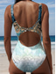 halpa Yksiosaiset uimapuvut-Naisten yhden palan uimapuku slimming boho monokini aukoton loma rantalaitteet ombre geometrinen U-kaulaaukkoinen hihaton uimapuku