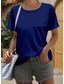 זול טי-שירט פשוטה-בגדי ריקוד נשים חולצה קצרה דפוס צבע אחיד אחיד מסוגנן יום יומי שרוולים קצרים צווארון עגול קצר חולצות רגילות יומי שחור לבן יין כחול נייבי כחול סקיי קיץ אביב