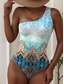 abordables Maillots une pièce-Maillots de bain femmes Monokini une pièce Maillots de bain Sans dos Contrôle du ventre Taille haute Slim Vacances Vêtements de plage Graphique Géométrique Cou coupé asymétrique Sans manches Maillots