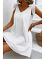 abordables Vestidos de Graduación-Mujer Mini vestido Vestido blanco Vestido de graduación Vestido de encaje Moda Exterior Vacaciones Noche Ajuste regular Plano Sin Mangas Escote en Pico Blanco Verano