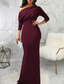 cheap White Graduation Dresses-Women's Long Dress Maxi Dress Prom Dress Party Dress Elegant Fashion Party Going out Regular Fit Plain Long Sleeve One Shoulder Black White Wine Summer