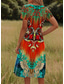 tanie Sukienki boho-Kobieca Sukienka Mini Sukienka A Linia Sukienka T-Shirt Sukienka Tee Sukienka Sundress Wakacje Casual Boho Wakacje Codzienna Regularna Dobrana Ombre Geometria Paisley Krótki Rękaw Okrągły dekolt