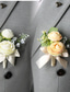 billige Bryllupsdrakter-Herre Bryllup Blomsterknapp Sommer Bryllup Hvit Champagne Blomsterknapp Brudgom og Forlovere Blomst Tilbehør Fest Dress Dekorasjoner