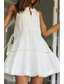 cheap White Casual Dresses-Women&#039;s Mini Dress White Dress Fashion Modern Birthday Graduation Date Regular Fit Plain Sleeveless Stand Collar White Summer