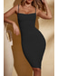 cheap White Graduation Dresses-Women&#039;s Midi Dress White Dress Graduation Dress Bodycon Slip Dress Fashion Vacation Birthday Holiday Regular Fit Plain Sleeveless Spaghetti Strap Black White Wine Red Summer