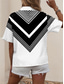 cheap Stripe&amp;Geometric Tops-Women&#039;s Shirt Long Sleeve Button Down Blouse Graphic Geometric Striped Daily Stylish Short Sleeve Shirt Collar Regular Tops Daily Black Summer Spring