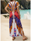 preiswerte Boho Kleider-Damen Maxikleid Sommerkleid A-Linie Kleid Sommerkleid Urlaub Lässig Urlaub Alltag Reguläre Passform Floral Grafik Kurzarm V-Ausschnitt Rot Frühjahr Herbst