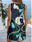 preiswerte Kunst &amp; Design Kleider-Damen Minikleid A Linie Kleid Sommerkleid Schulterfreies Kleid Urlaub Lässig Täglich Ferien Wochenende Lässiger Schnitt Blumen Grafik Ärmellos U-Ausschnitt Marineblau Sommer Frühling