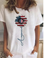 billige Uavhengighetsdag Topp-Kvinnes patriotiske T-skjorte Floral Amerikansk Flaggs nasjonalflagg Casual Rød Hvit og Blå Kortermet Rund hals Vanlige topper Daglig Utgangshelg Print Hvit Grå