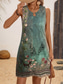 cheap Boho Dress-Women's Mini Dress Sundress Summer Dress Vacation Boho Daily Holiday Regular Fit Floral Graphic Paisley Sleeveless Crew Neck Green Summer