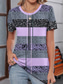 cheap Stripe&amp;Geometric tee-Women&#039;s T Shirt Graphic Geometric Color Block Casual Short Sleeve Round Neck Regular Tops Daily Print Purple Summer