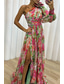 cheap Elegant Floral Dresses-Women&#039;s Long Dress Maxi Dress Prom Dress Party Dress Print Dress Elegant Fashion Party Special Occasion Regular Fit Flower Long Sleeve One Shoulder Yellow Purple Green Summer