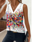 economico Canotta Arte e Design-Canotta da donna floreale grafica elegante casual senza maniche colletto a V top regolari abbigliamento da giorno stampa bianca rosa marrone estate