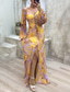 cheap Elegant Floral Dresses-Women&#039;s Long Dress Maxi Dress Party Dress Ruched Dress Fashion Party Evening Party Regular Fit Flower Long Sleeve V Neck Yellow Wine Blue Green Summer