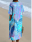 ieftine Rochii florale-Pentru femei Rochii Midi Rochie de Vară Rochie de vară Vacanță Casual Stiluri de Plajă Ieșire Potrivire Largă Floral Grafic Manșon Jumate În V Albastru piscină Vară