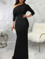 cheap White Graduation Dresses-Women's Long Dress Maxi Dress Prom Dress Party Dress Elegant Fashion Party Going out Regular Fit Plain Long Sleeve One Shoulder Black White Wine Summer